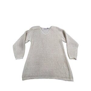 VTG Maurada Womens Medium Beige Gold Sweater  Acrylic Metallic BOHO Cottage Core